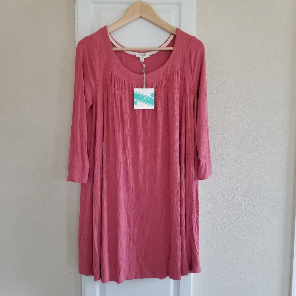 NWT Umgee Pink Ribbed Babydoll Dress Size Small